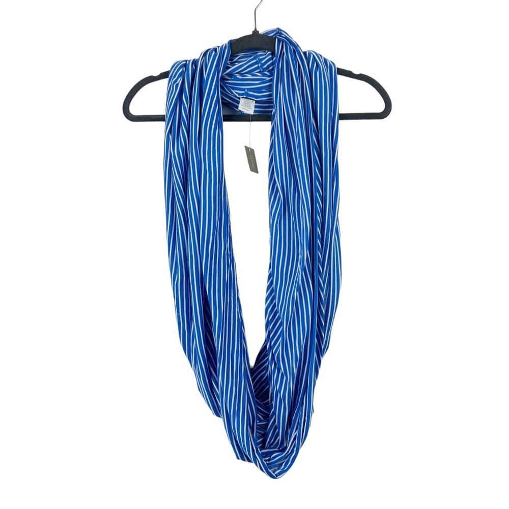 J. CREW Blue & White Striped Jersey‎ Knit Stretchy Infinity Scarf NWT